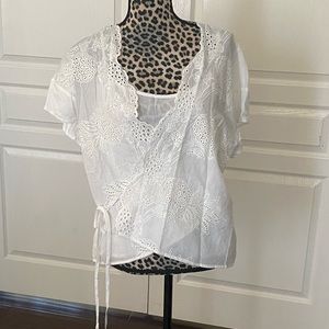 Anthropologie faux wrap top by The Korner